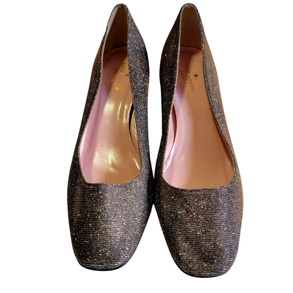 kate spade Shoes - Kate Spade NY Glitter Block Heel Pumps Women’s 10.5 B Gold Party Shoes